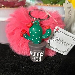 Prince Pink Pom Pom with Green Cactus Charm